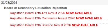 RBSE 12th result 2026 name-wise
