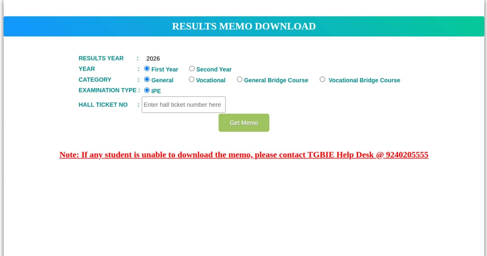 TS Inter Result Memo Out