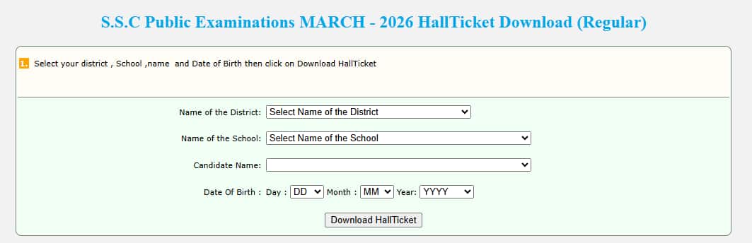 AP SSC Hall Ticket Download