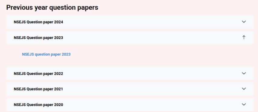 Download NSEJS PYQ Papers PDFs