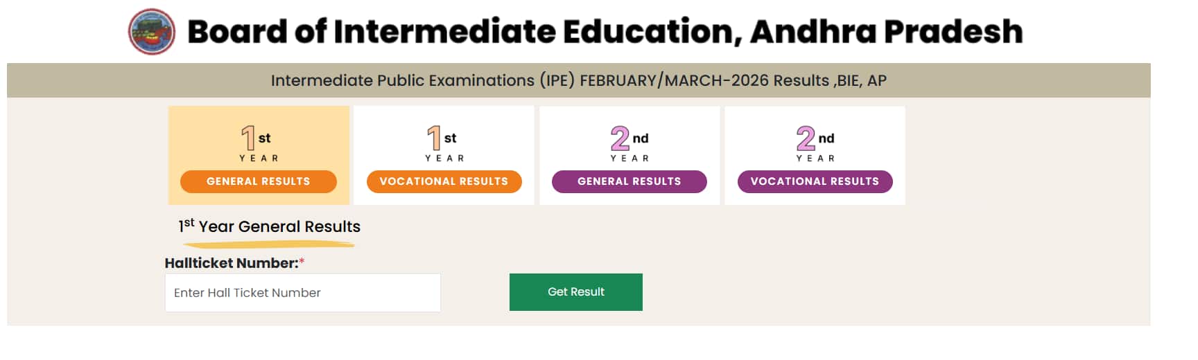 AP Inter Result 2026 1st Year