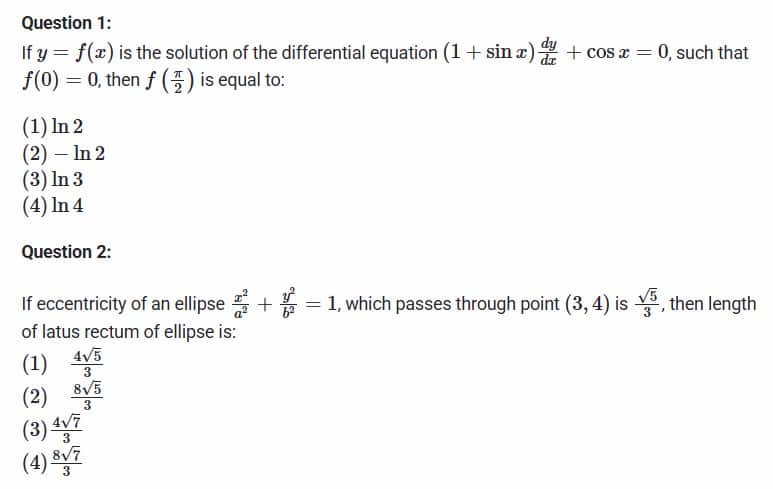 JEE Main 2026 April 2 Shift 1 Maths Question Paper 