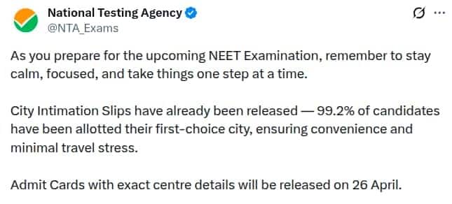 NEET Admit Card 2026 Release Date 