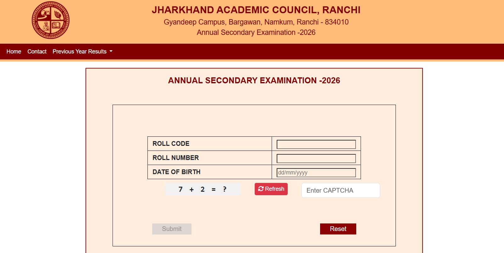 JAC Class 10 result 2026 login window