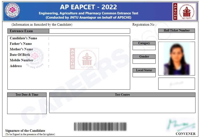 AP EAMCET 2026 Hall Ticket Looks Like