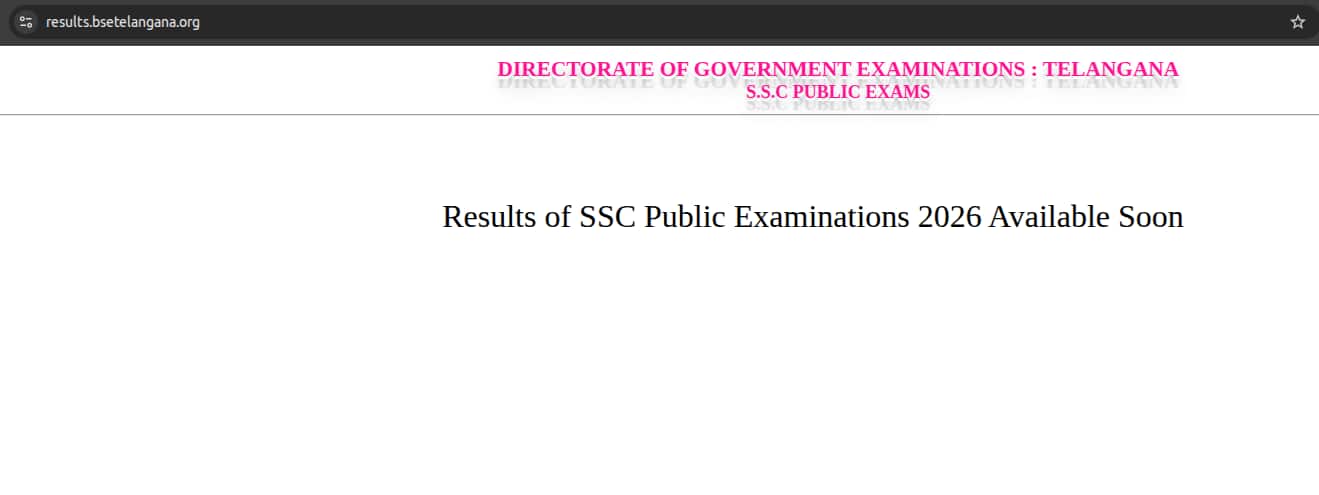 TS SSC 2026 Result Login Window