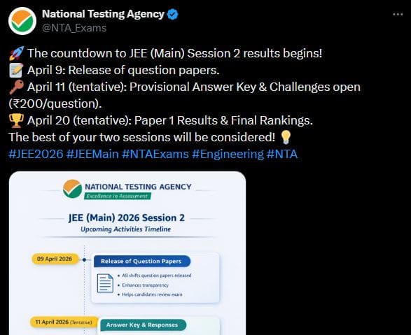 JEE Mains 2026 session 2 
