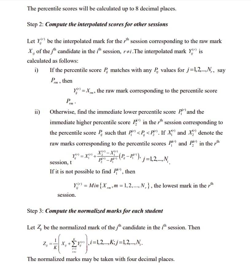 KEAM Percentile Calculation method