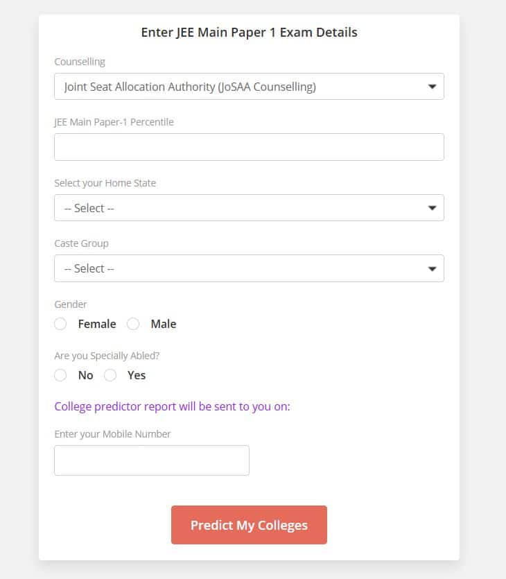 JEE Main 2026 College Predictor tool