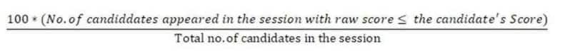 The MH CET Law percentile score is calculated using the following formula: