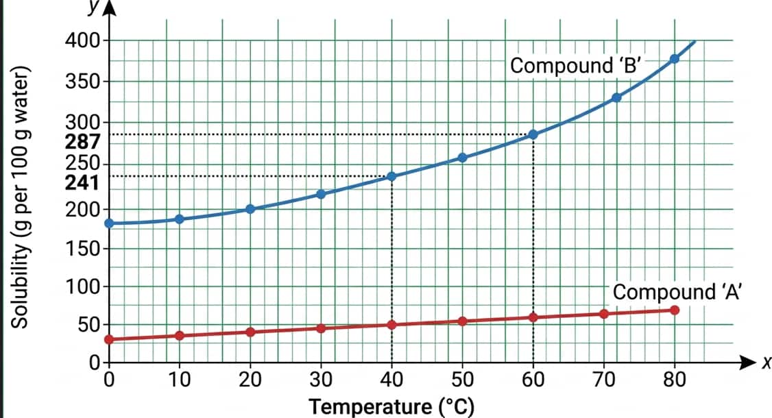 Graph of solubility and temperature 