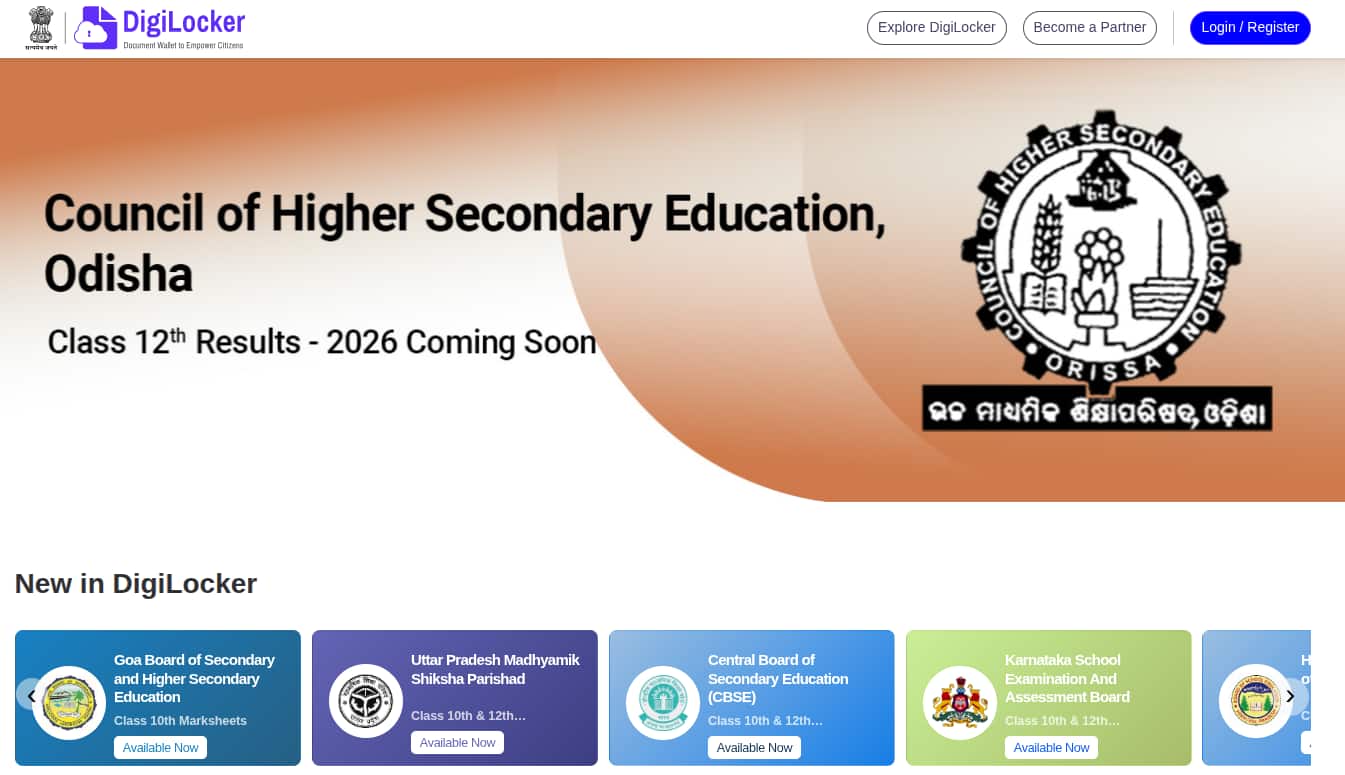 Odisha 12th Result 2026 via Digiloker