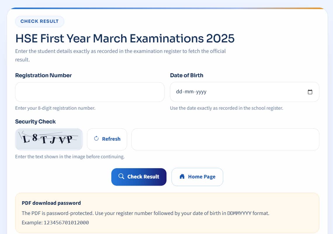 Kerala HSE Result Window for First Year