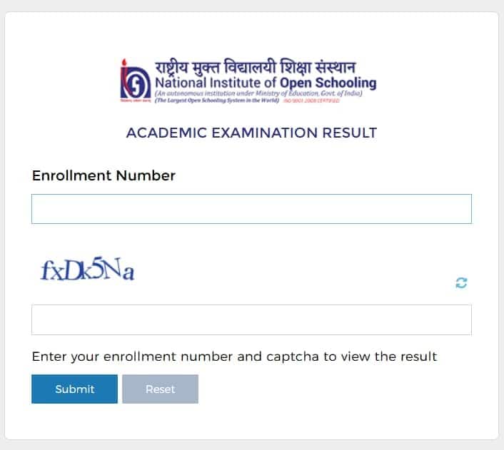 NIOS 10th Result Download