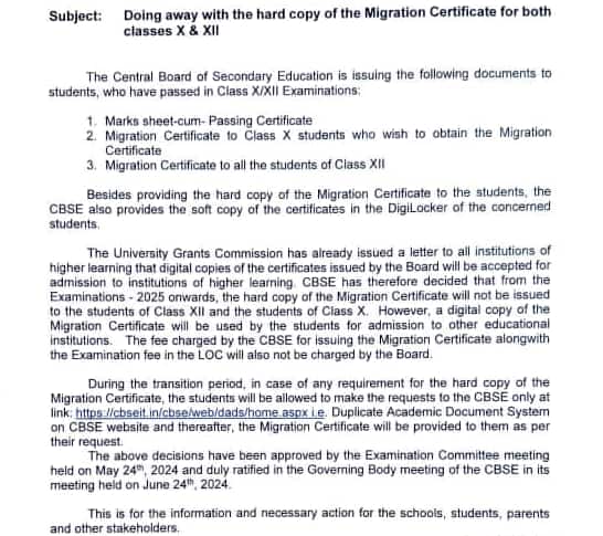 CBSE Migration Certificate Online Apply 2026