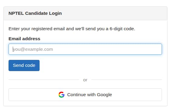 NPTEL Login Window