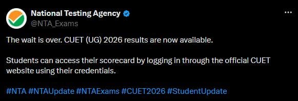 CUET 2026: Scorecard is available