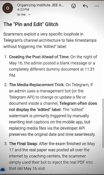 Email from IIT Roorkee on paper leak