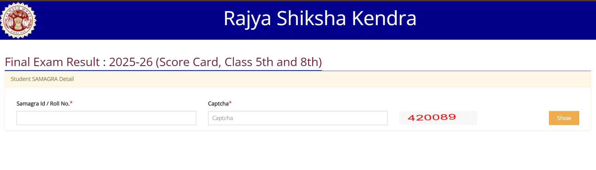 RSKMP Re-Exam Result 5th 8th Class 2026