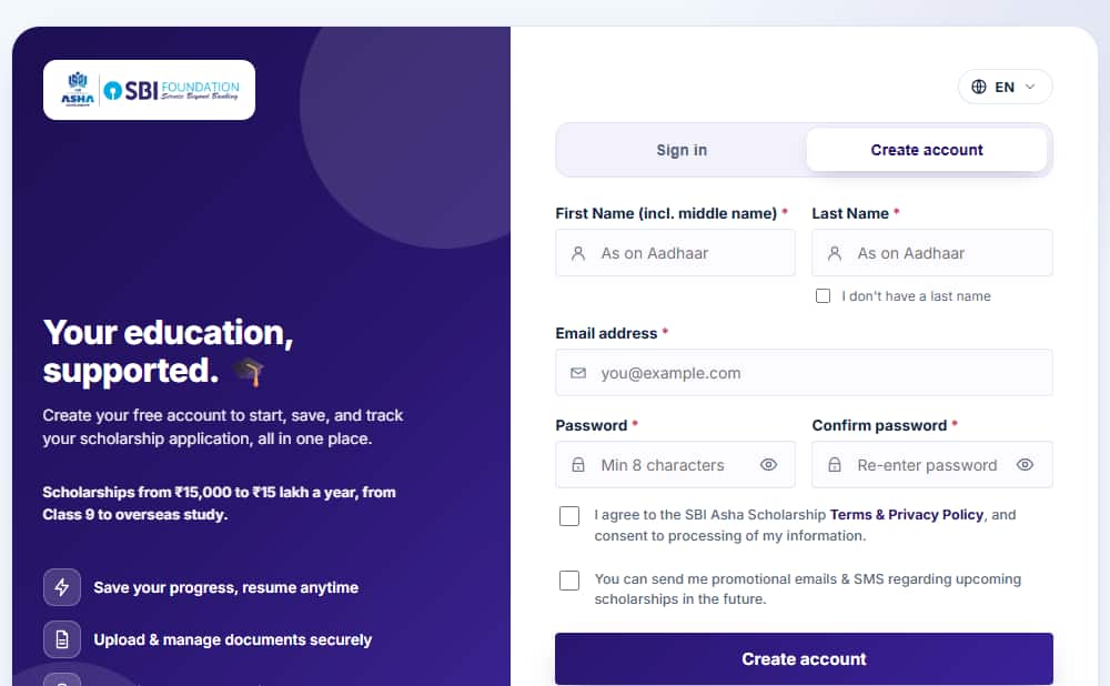 SBI Asha Scholarship 2026-27