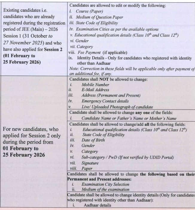 JEE Main 2026 application form
