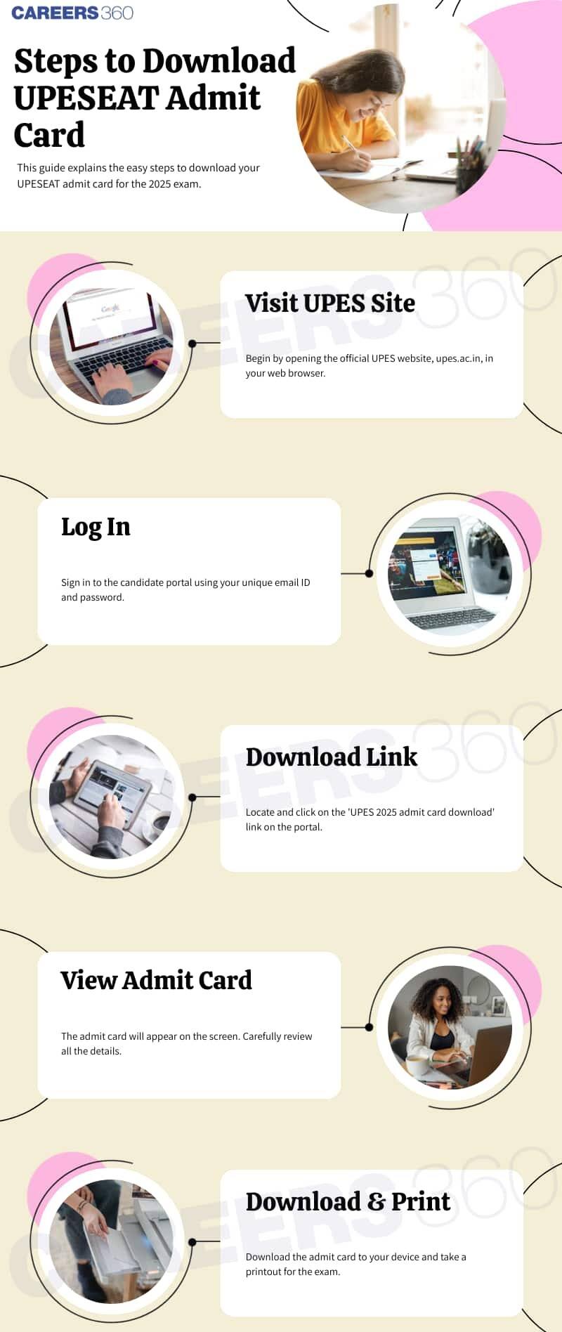 Steps to download UPESEAT Admit Card 2025