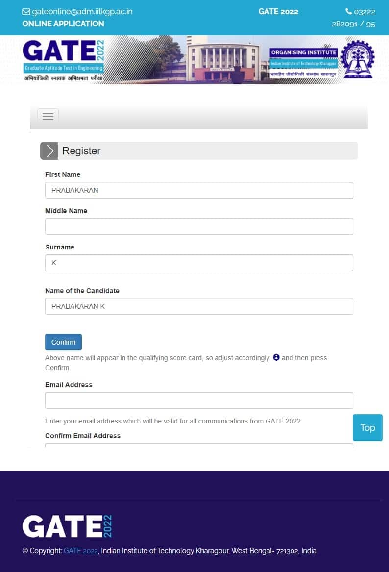 GATE_Registration