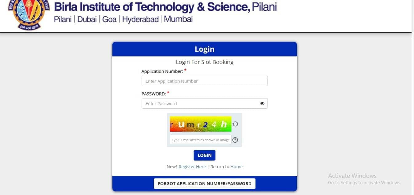 BITSAT_Admit_Card_login_window