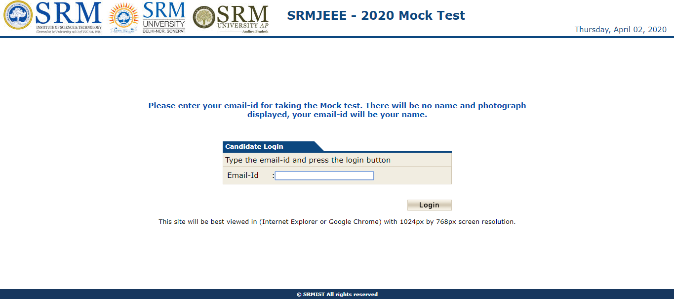 SRMJEE_Mock_Test