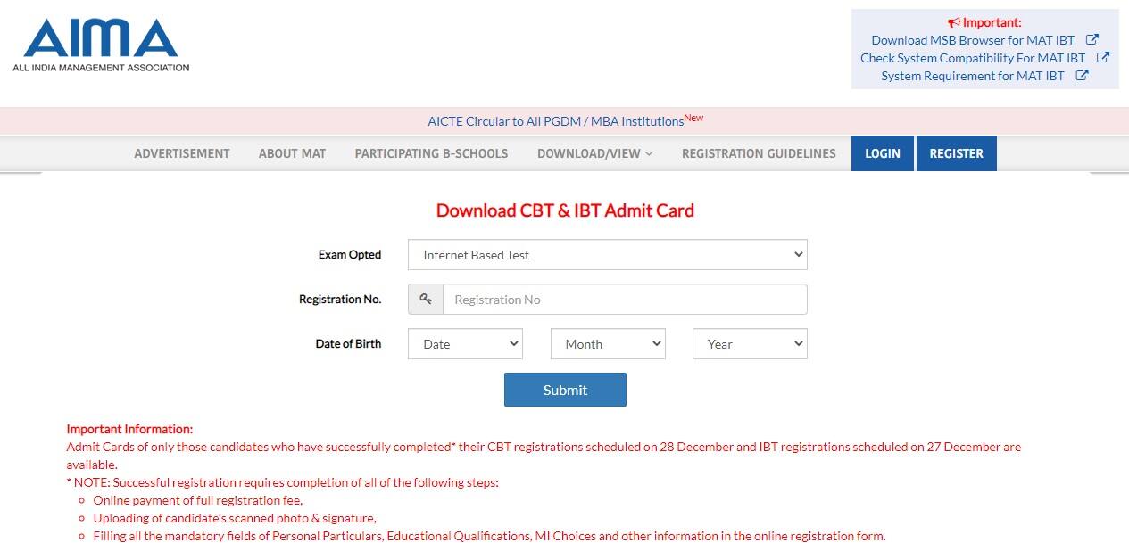 Mat 2020 Exam December Admit Card Released Result Cutoff Slection Procedure