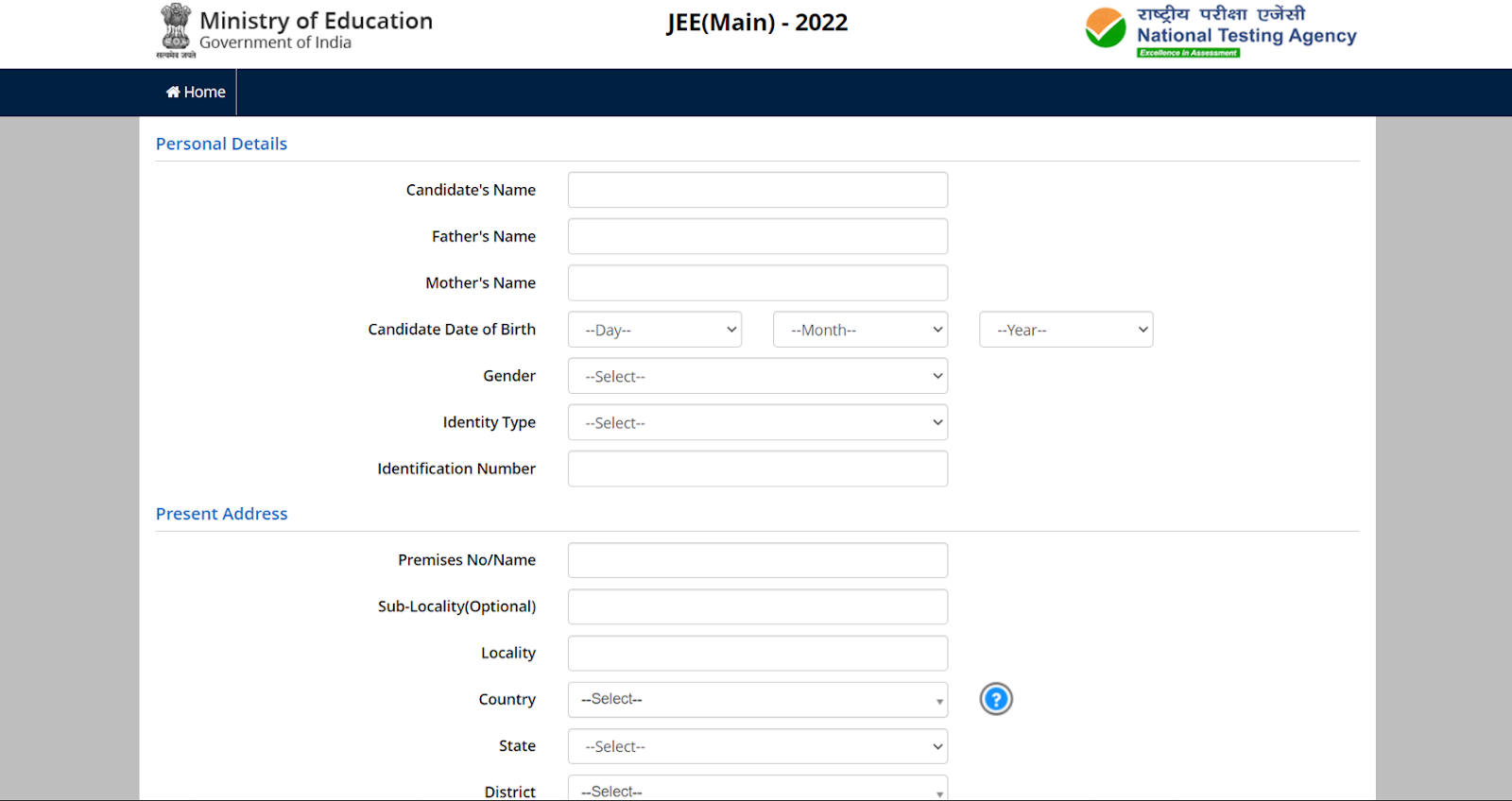 JEE Main 2024- Personal details