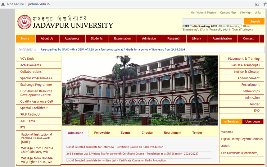 Jadavpur University Result 2022 (OUT), jaduniv.edu.in: B.A, B.Sc, M.A ...