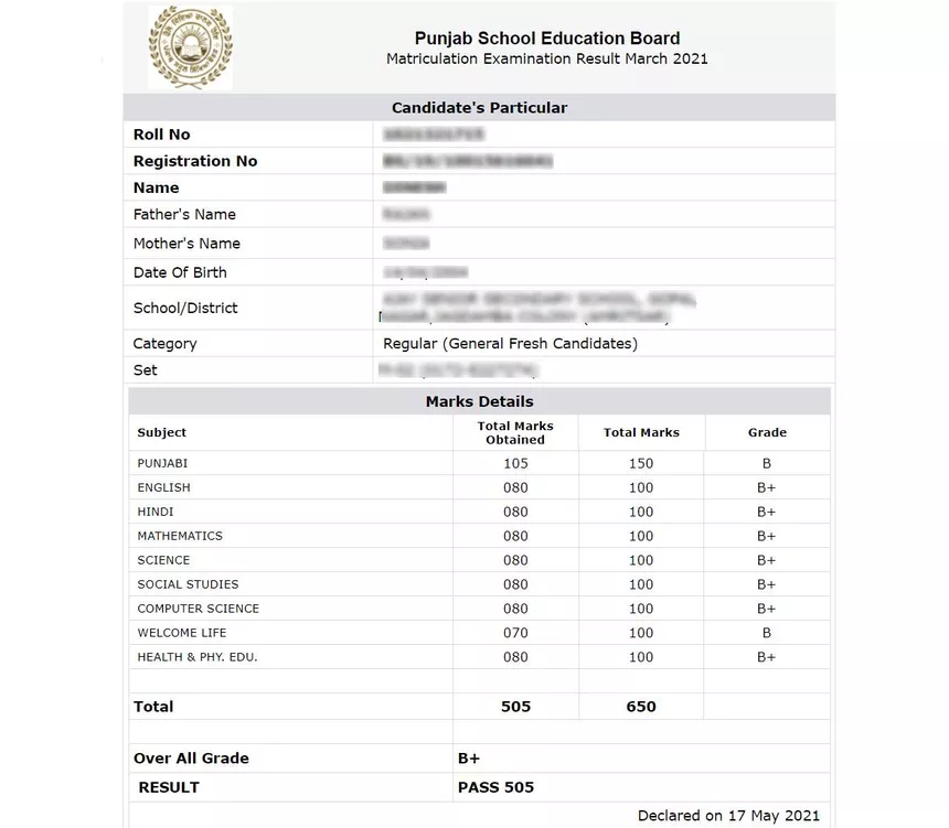 Pseb Result 22 Punjab Board Result For Class 5 8 10 12 At Pseb Ac In