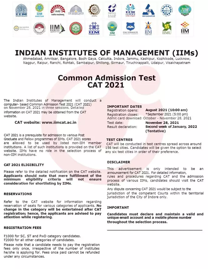 Cat Exam 2021 Dates Registration Syllabus Pattern Eligibility Cutoff Best Books Preparation