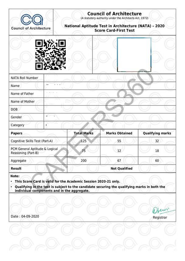 NATA 2021 Score Card How to download, Check Scores