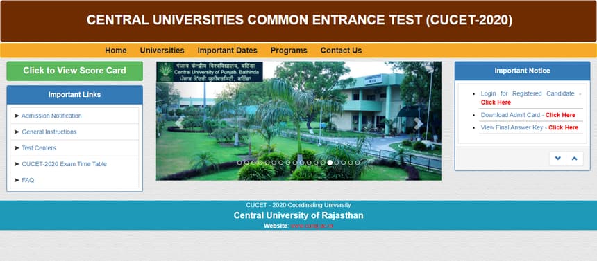 Central University of Rajasthan Admission 2022 through CUET