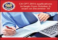 CA CPT 2016 applications to begin from October 6; exam on December 18
