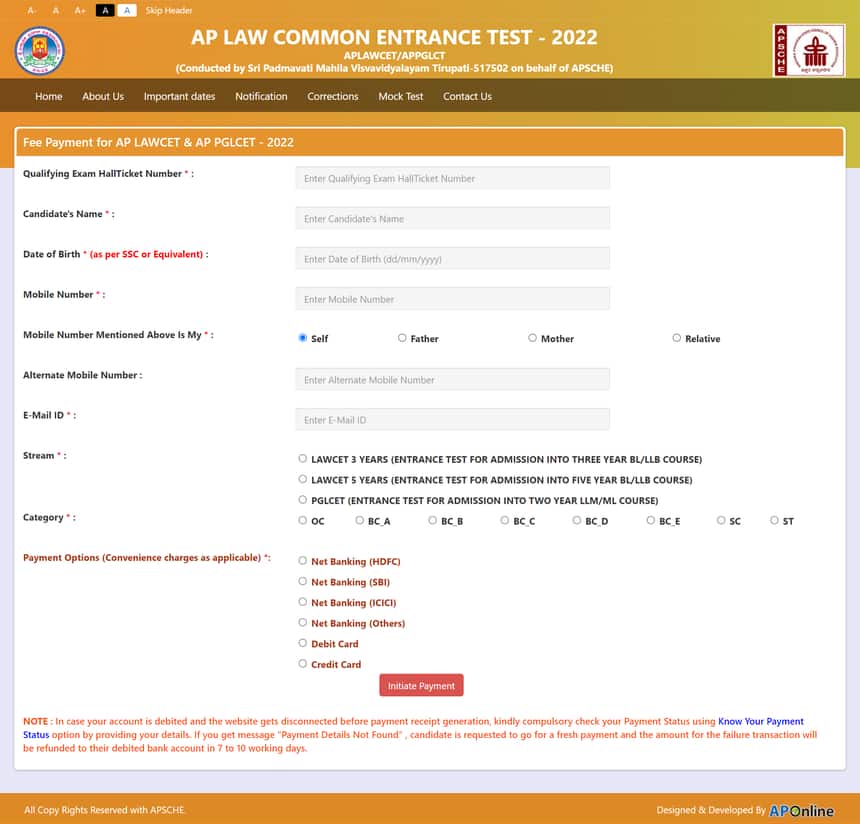AP LAWCET Application Form 2022 Steps to Apply Online, Fees, Eligibility