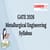 GATE Metallurgical Engineering Syllabus 2026 (Out) - Download PDF