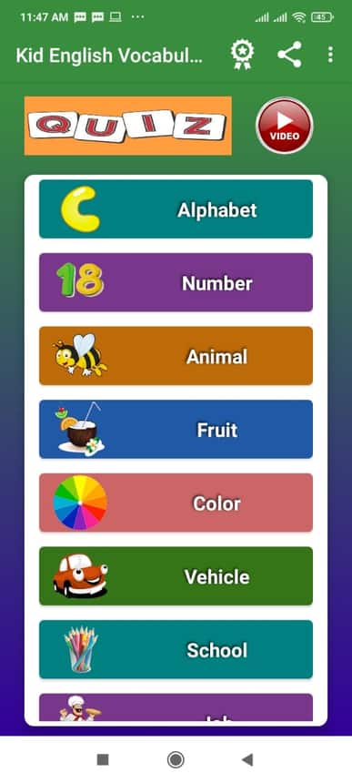 English For Kid Vocabulary
