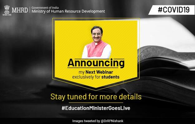 #EducationMinisterGoesLive: Students Send Questions On Pending Board Exams, JEE, NEET For HRD Webinar #EducationMinisterGoesLive: Students Send Questions On Pending Board Exams, JEE, NEET For HRD Webinar