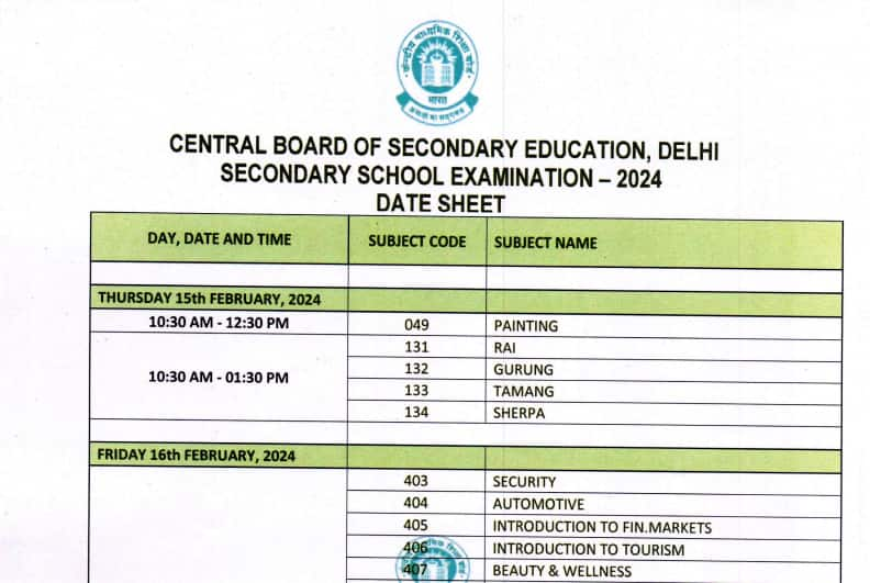 CBSE Class 10 Date Sheet 2024 Revised PDF: Check Direct Link to Download