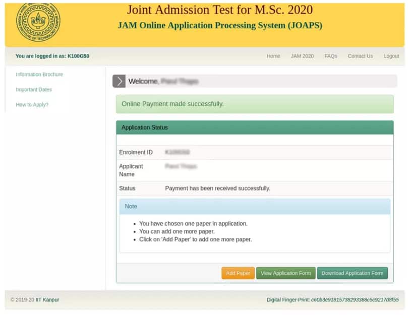 IIT JAM Application Form 2022, Correction Window (Open) Apply Here!