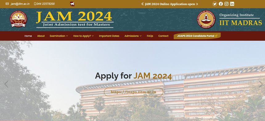 IIT JAM 2024 Notification, Exam Date, Application Form