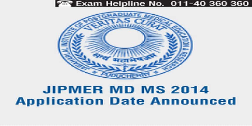 JIPMER MD MS 2014 Application Date Announced