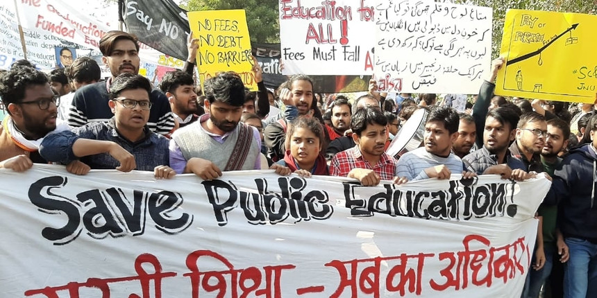 Students during their "long march" against fee-hike
