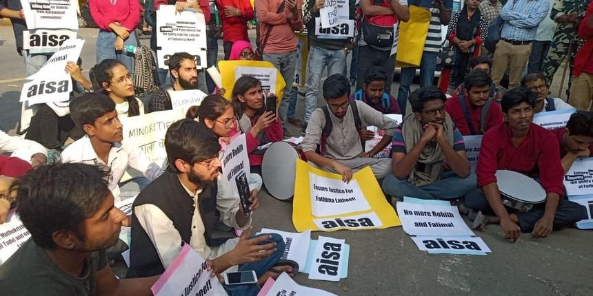 Student protest demanding enquiry into the suicides (Credit: AISA)