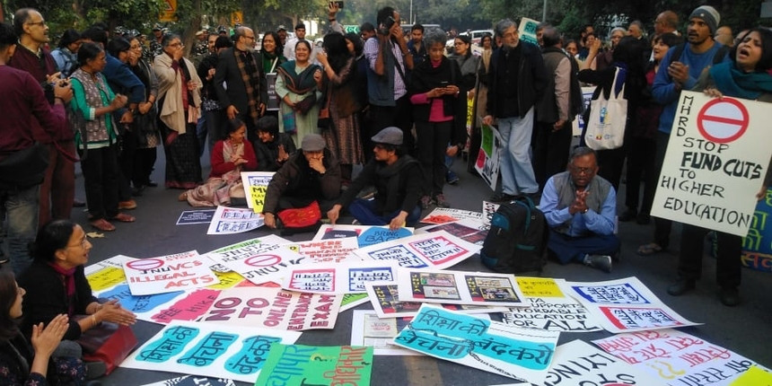 JNUTA protesting outside the ministry of HRD (Source: JNUTA)