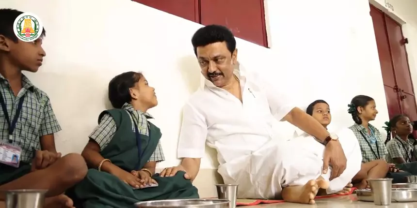 MK Stalin with school students (Source: Official Twitter Account/@MK Stalin)