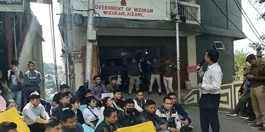 Mizoram students protest over non-disbursement of scholarships (Image: Official Facebook Account of MZP)